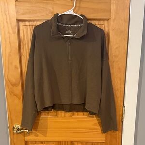 Aerie Olive Quarter-Zip Pullover